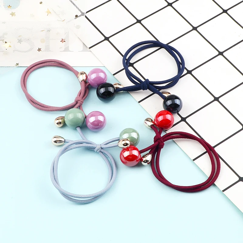 Bowknot Ball Pendant Hair Band Korean Fashion Headband Women Girls Hair Rope High Elastic Simple Scrunchie Hair Accessories Gift