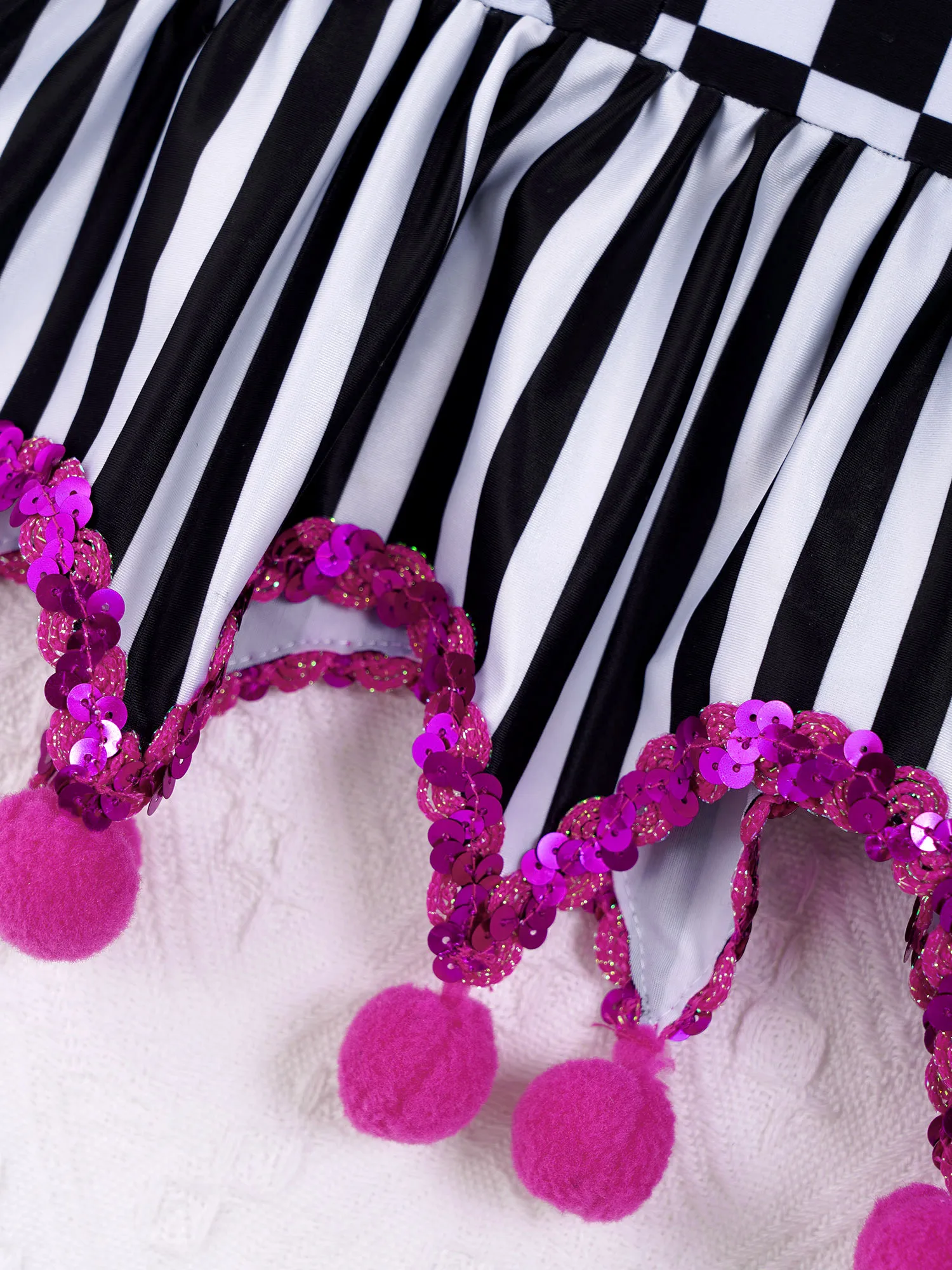 Disfraz de payaso de circo para niños y niñas, traje de Joker, lentejuelas a rayas, pompones, vestido de leotardo adornado, Ropa de baile de rendimiento, Halloween