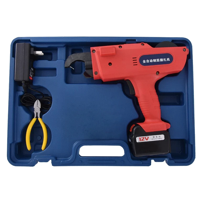 Atadora de barras de refuerzo eléctrica, máquina de encuadernación de barras de refuerzo de batería de litio recargable de mano, atadora automática de barras de refuerzo, 12V 8-34