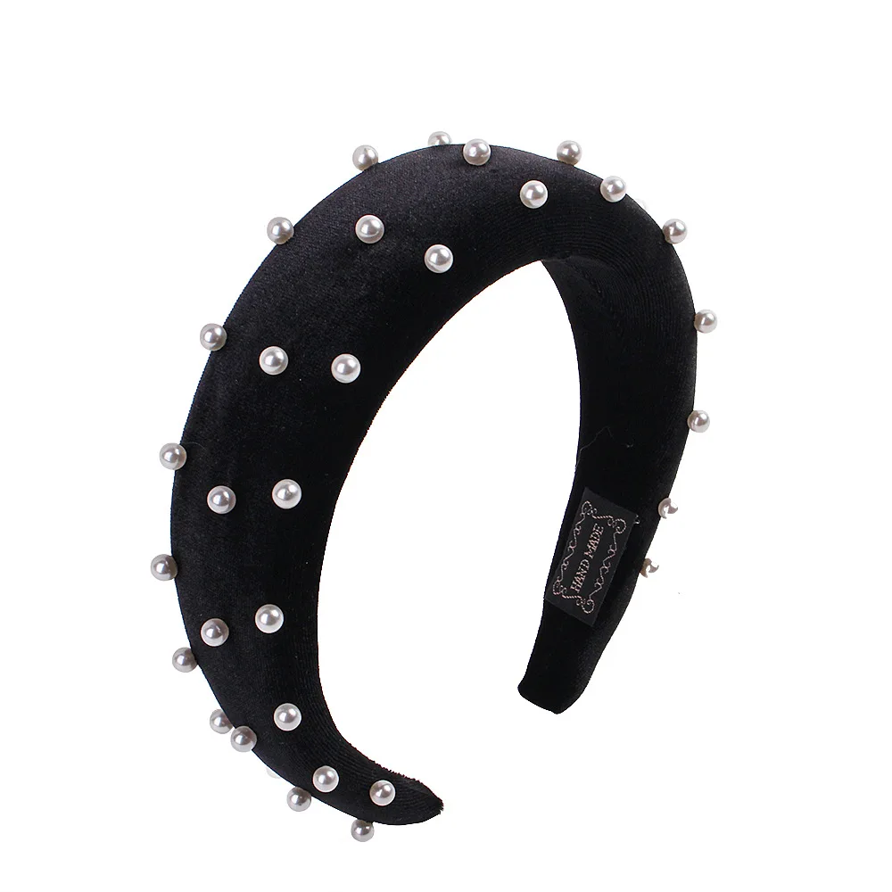 New fashion Sponge Thick Velvet Headbands for Women Hair Accessories Band Autumn Wide Simulation Pearls Headwear Hairbands