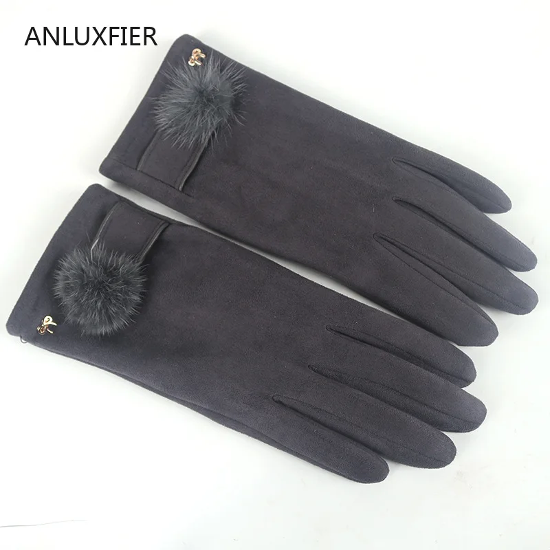 

H9931 Korean Fashion Women Gloves Lady Autumn Winter Wind-proof Warm Thermal Mittens Outdoor Thin Touch Screen Simple Hand Muff