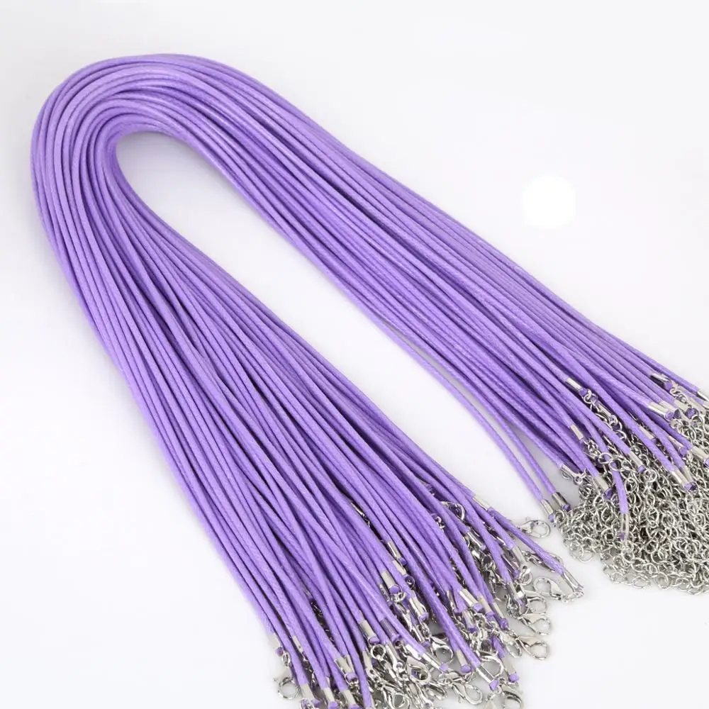 Wholesale 50pcs/Lot 1.5MM 2MM Cotton Waxed Cord Leather Rope String Chain Necklace DIY Jewelry For Making Findings in Bulk