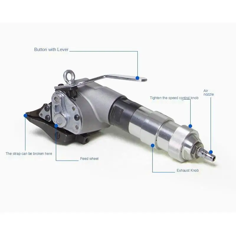 19 Pneumatische Staalband Tools +-19 Pneumatische Spanner Voor Strapping Staal, Breedte 19Mm, dikte 0.6 ~ 1.2Mm.