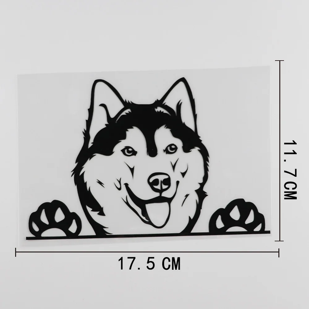 YJZT 17.5CMX11.7CM Cute Husky Dog Peeking Decal Vinyl Fashion Car Stickers Black/Silver