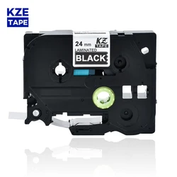 Cinta de etiquetas laminada Tze355, color blanco sobre negro, 24mm, cartucho, cinta tze, Tze-355, tze355, para p-touch PT
