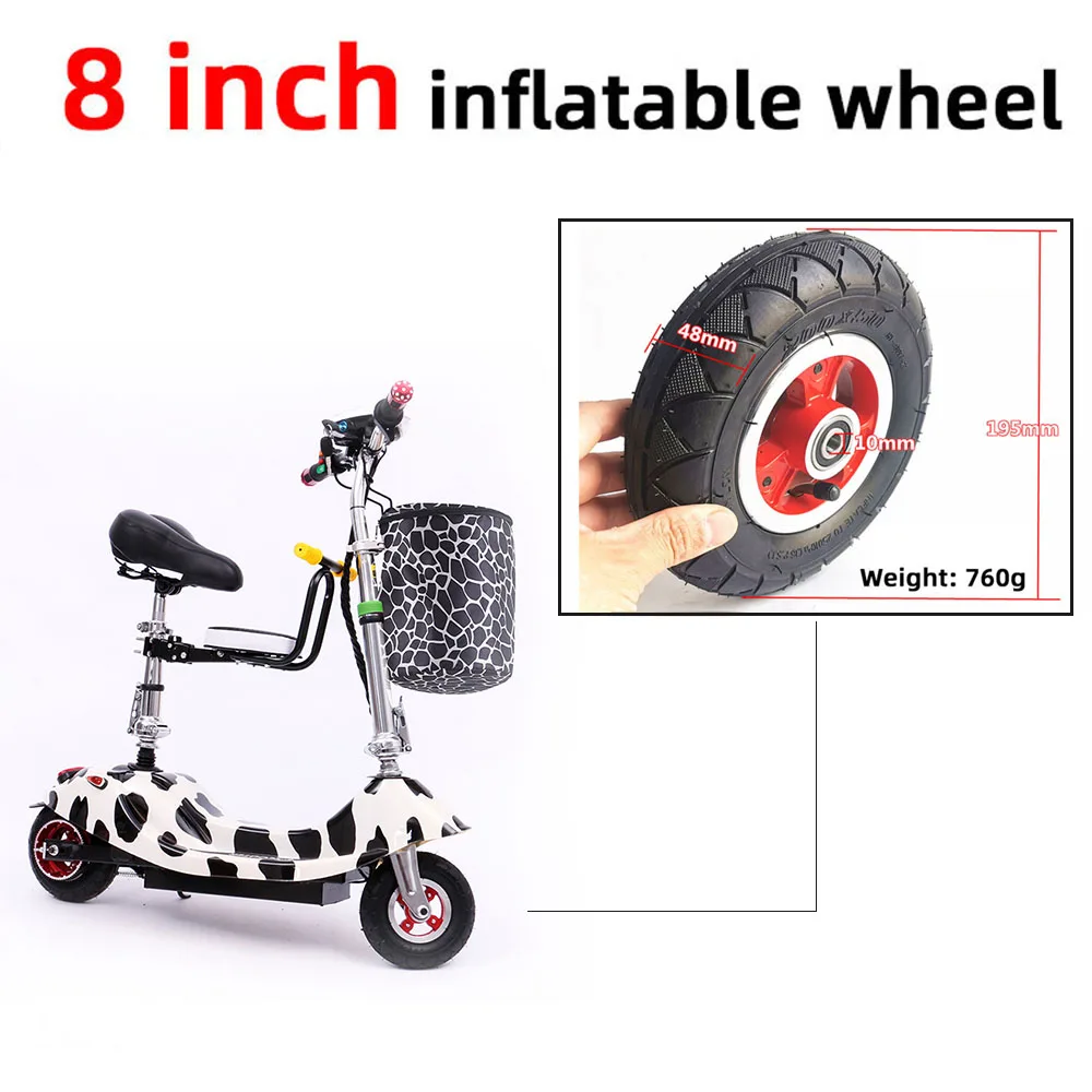 8 inches outer Tyre and Inner Tube 200x50 inflatable wheel with brake and bent Valvefor electric Gas Scooter & Electric Scooter