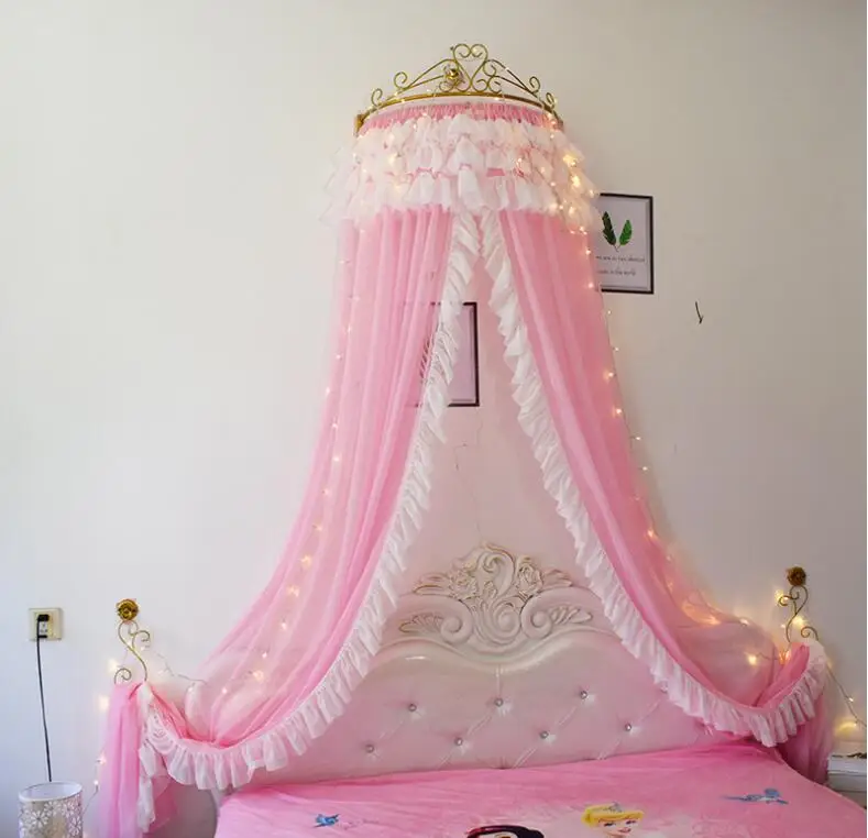 

Bed curtain Princess wind bed curtain crown lace bedside curtain curtain ceiling palace wedding decoration bedroom