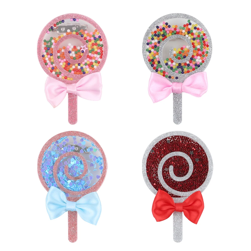 Nowa urocza kokardka Lollipop przezroczysta akrylowa broszka dla kobiet dziewczynki kolorowe koraliki gwiazdy odznaki przypinki na klapę broszki