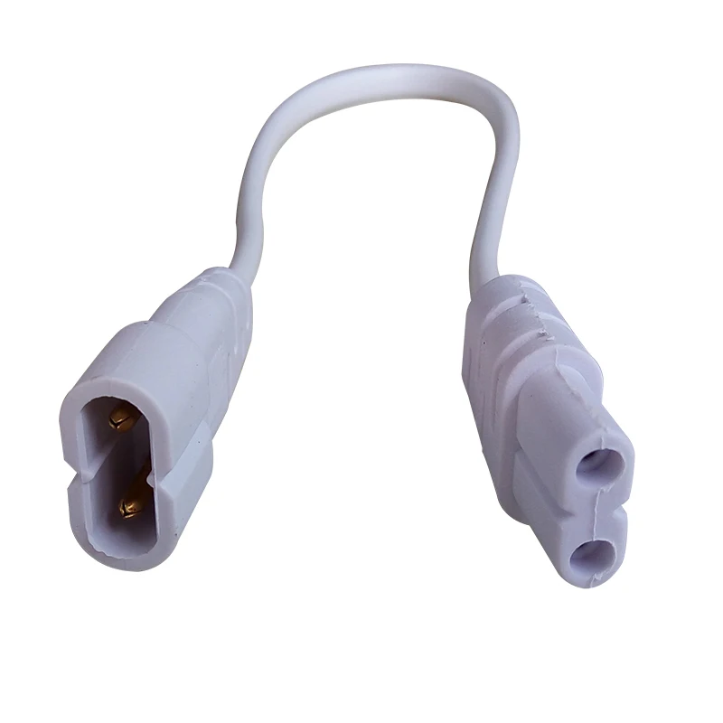 10pcs/lot T5 LED Tube Fixture two head Connect Cable OP Tube 2-Pin Male + Female Butt Plug Extension 8-Shaped Corner Power Cord