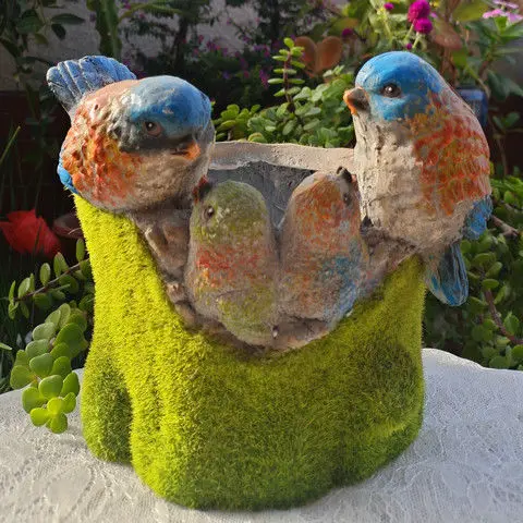 

Garden Bird Flower Pot Resin Adornments Outdoor Balcony Store Furnishing Decoration Square Courtyard Park Ornaments Accessories