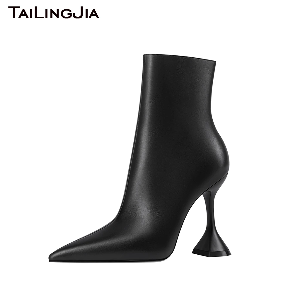 

Women Pointed Toe Short Boots 2024 Winter Booties Elegant Black Ankle Boot Party Dress Footwear Large Size Ladies White Boots