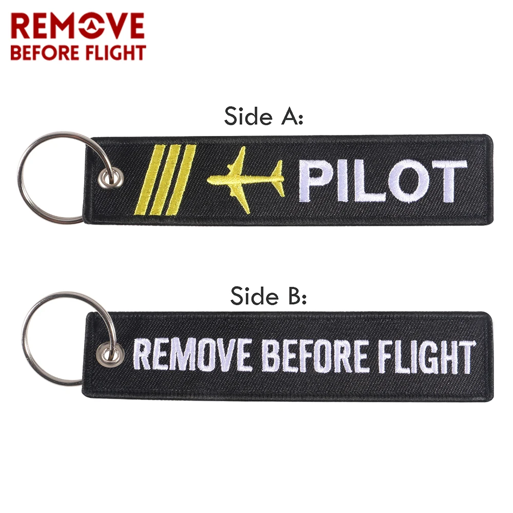 

50 PCS Embroidery Remove Before Flight Pilot Keychains Jewelry Pilot Key Chain for Aviation Gifts Key Tag Label Fashion Keyrings