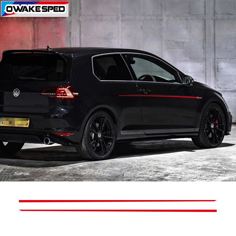 2pcs Car Body Door Side Stickers Racing Sport Stripes Auto Vinyl Decoration For Volkswagen GOLF 7 8 3-5Doors DIY Accessories