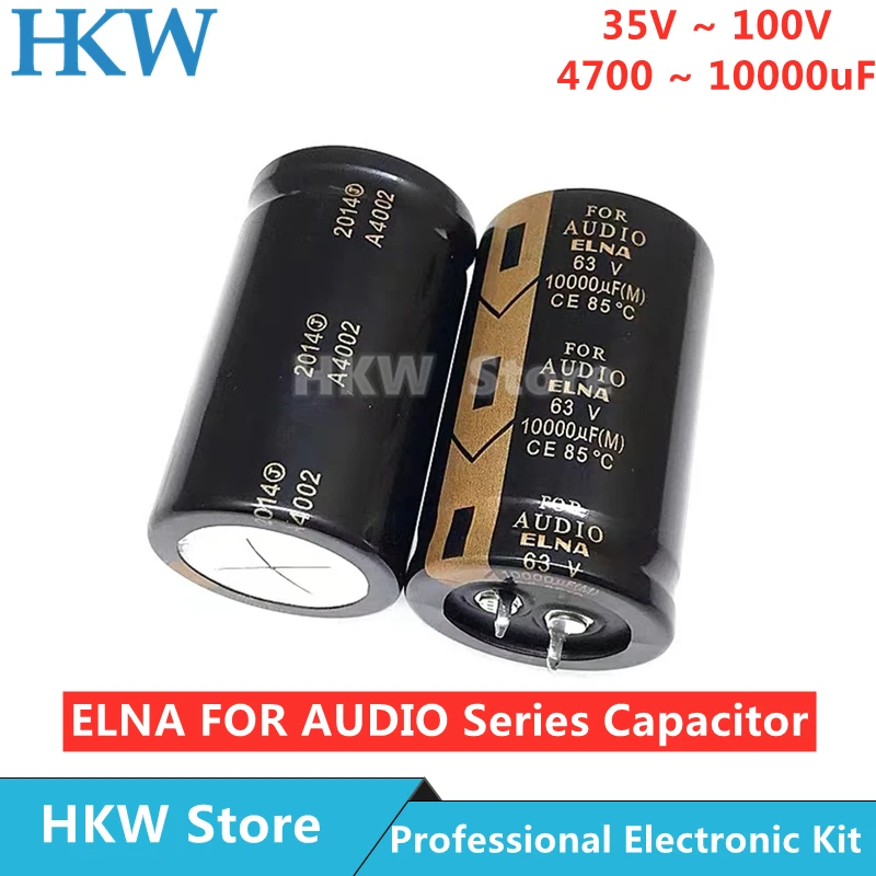 2 pièces ELNA pour série AUDIO 10000UF 35V 50V 63V 80V 100V 6800UF 4700UF 8200UF filtre Hi-Fi condensateur électrolytique 100% Original