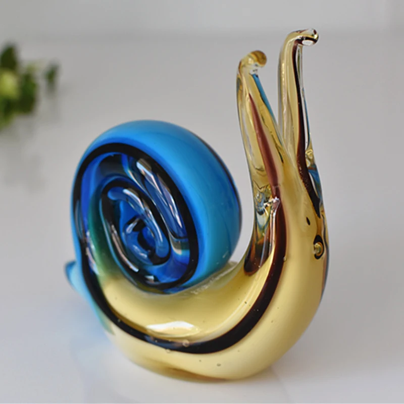 Europe Colored glaze snail Crafts Living Room Desktop glass Ornaments Figurines Wedding Decor Home decoration accessories