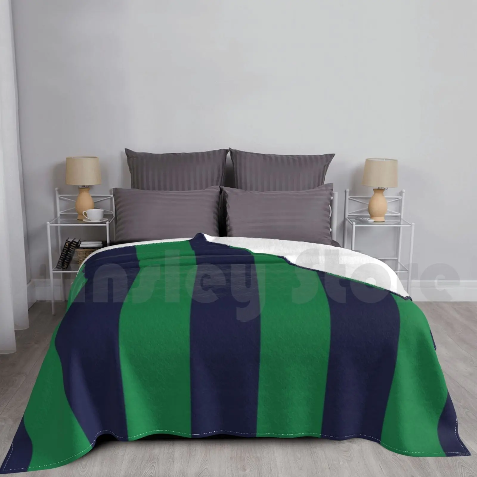 Retro 1994-96 Green And Navy Striped Away Blanket Fashion Custom Football Soccer Dirty Fans Elland