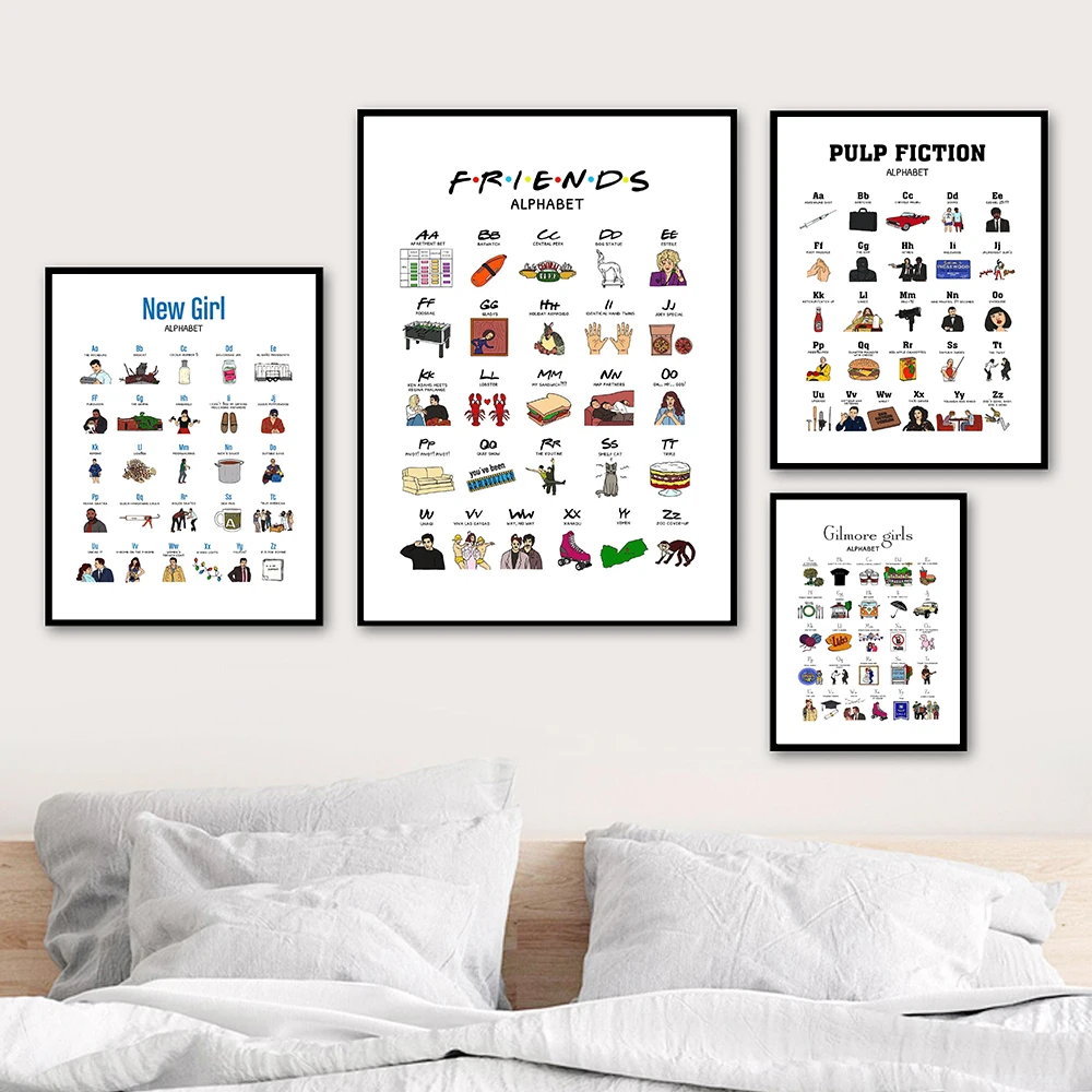 Gilmore Girl Friends TV Canvas Poster Art Print Vintage Actress Alphabet Canvas Poster Pulp Fiction Painting Office Room Decor