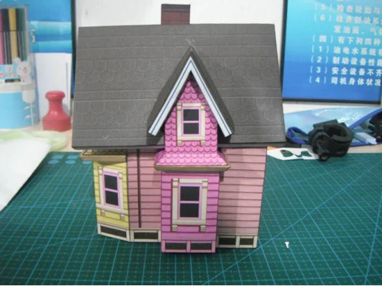 UP Flying Cabin 3D Paper Model Small Mooden House DIY Handwork Toy For Kid Children