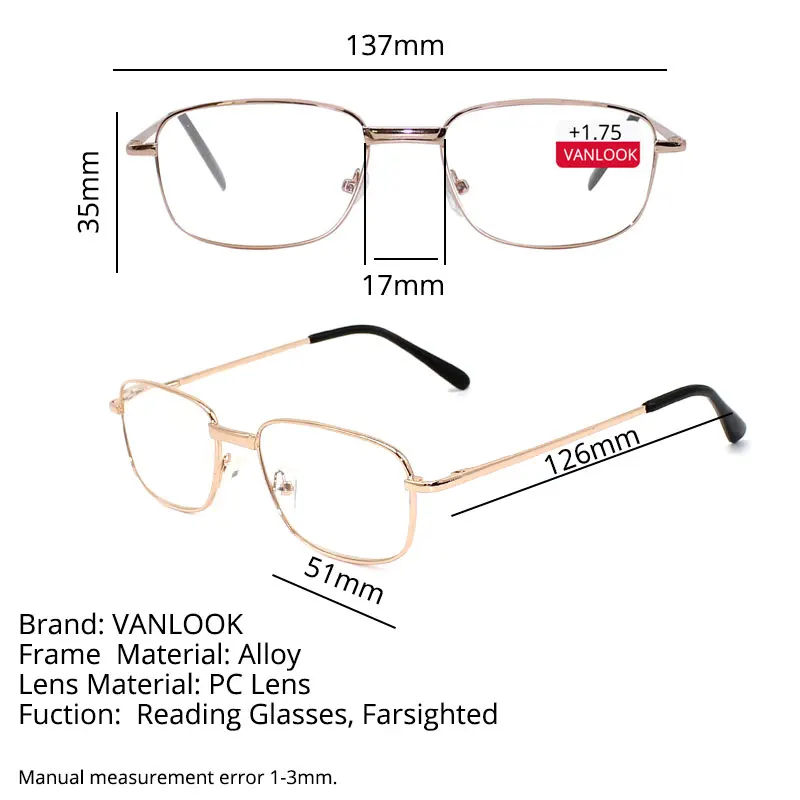 Men\'s Reading Glasses for Farsightedness Men Sight Spectacles Transparent Spring Hinge +1.00 +1.50 +2.00 +2.50 +3.00 +3.50 +4.00
