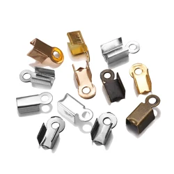 200pcs Crimp End Caps Cove Clasps String Ribbon Leather Fold Clip Fastener Beads Connector for Jewelry Making DIY Supplies