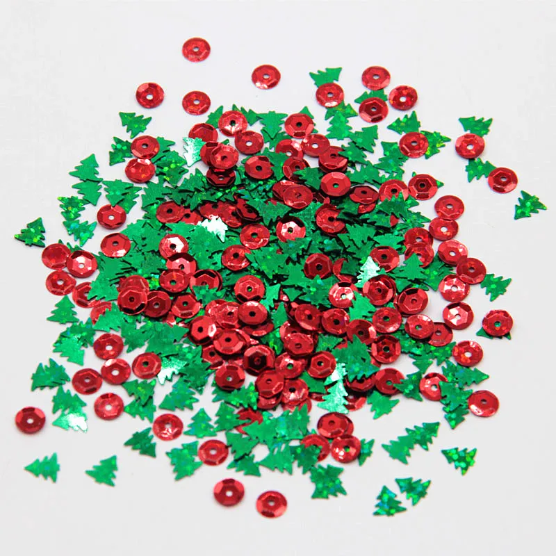 Christmas Tree Sequin 7mm Mix PVC Loose Laser Sequins Paillette For Crafts Ornaments DIY Decortion Sewing Fabric Accessories 10g