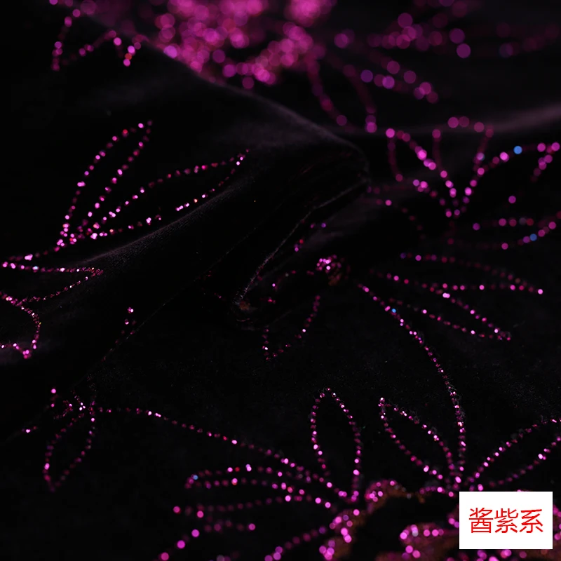 Bronzed natural mulberry silk velvet fabric for dress thickening fabric cheongsam dress velvet fabric burnout silk cloth