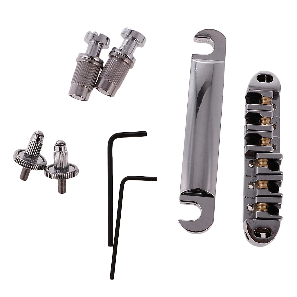 1 Set Metal Roller Saddle Bridge & Tailpiece for Gibson Les Paul Guitar Parts DIY