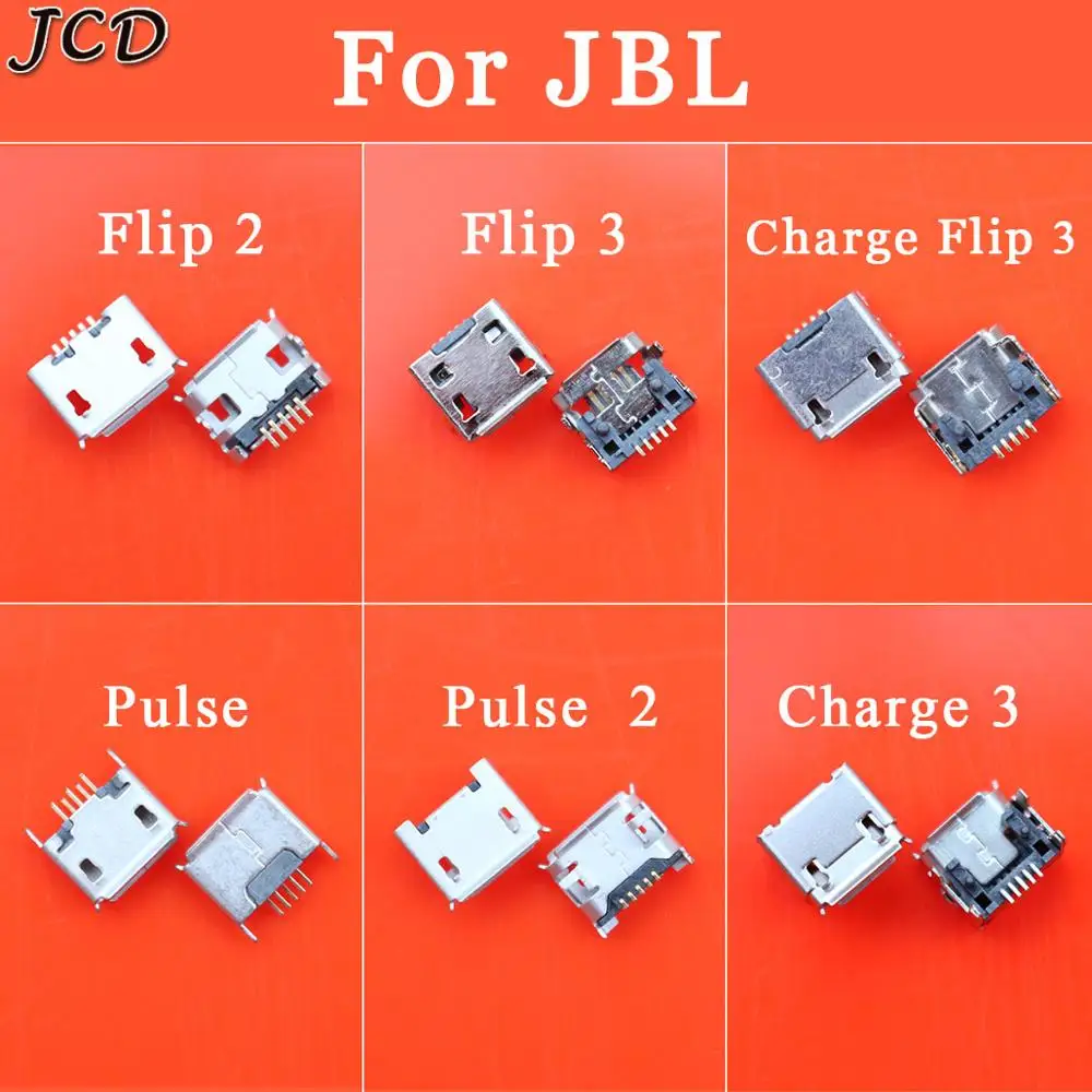 JCD 2PCS for JBL Charge Flip 3 2 Pulse 2 Bluetooth Speaker female 5 pin 5pin Micro USB Jack Charging Port socket Connector