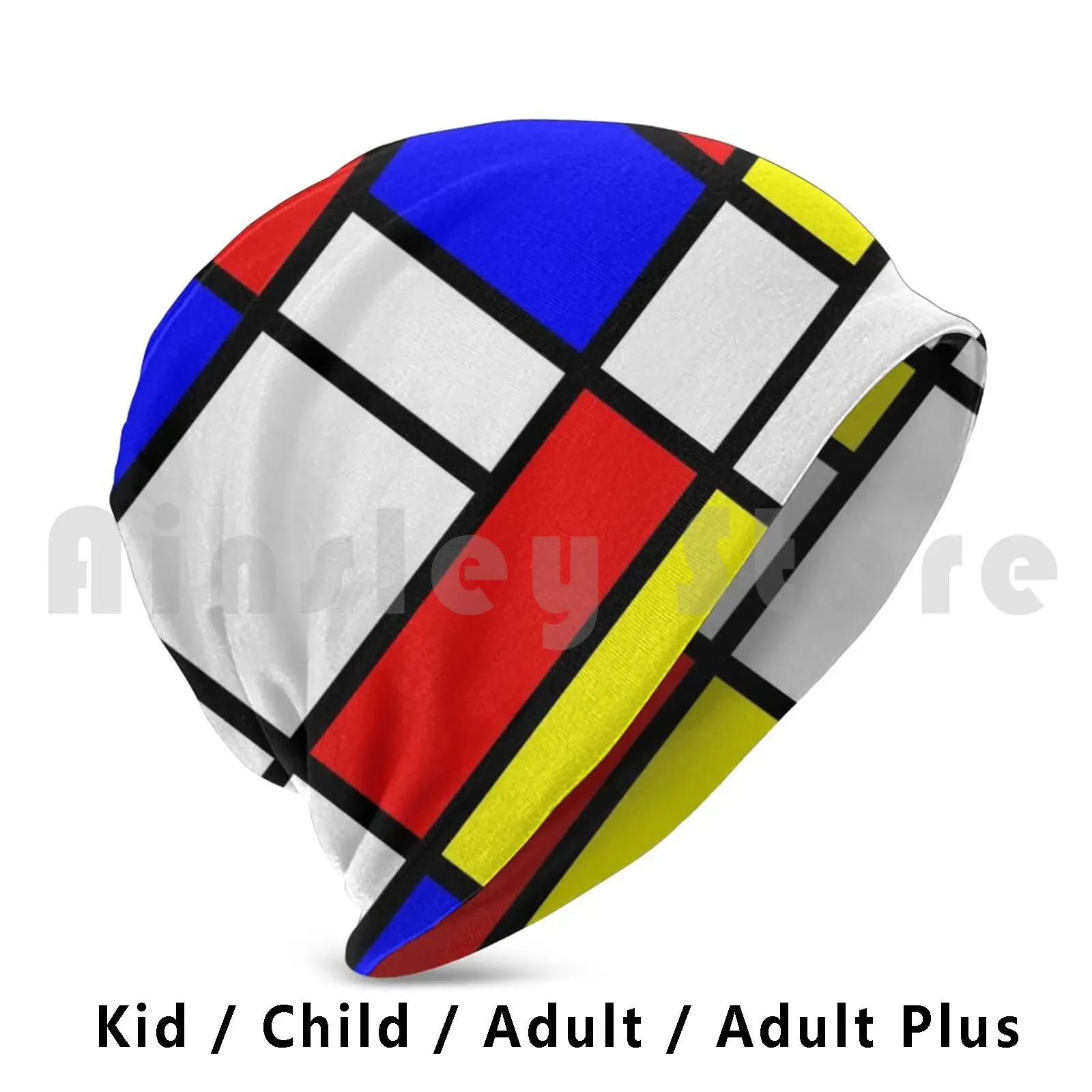 The Fake Mondrian Beanies Pullover Cap Comfortable Matrix Fine Art Finest Art Luxury Geometric Geometric Art Dutch