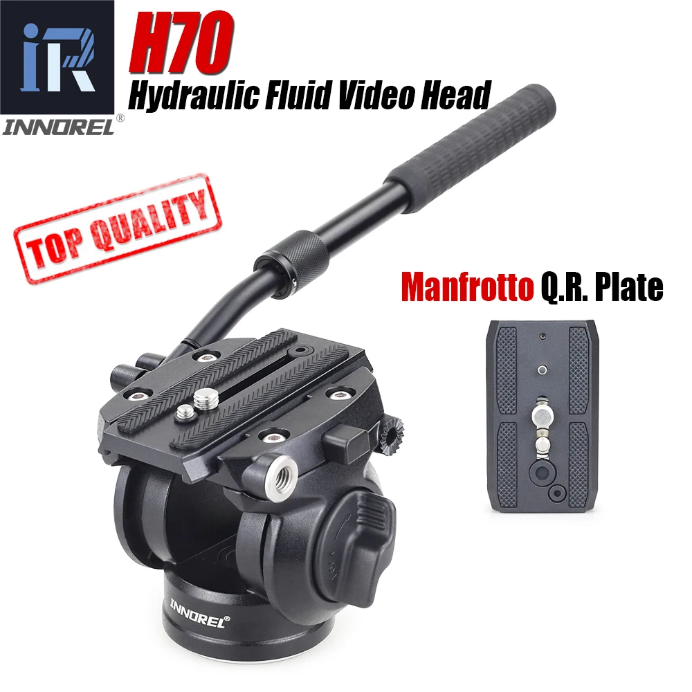 INNOREL H70 Panoramic Video Hydraulic Fluid Tripod Head for Camera Tripod Monopod Slider Stabilizer with Quick Release Plate