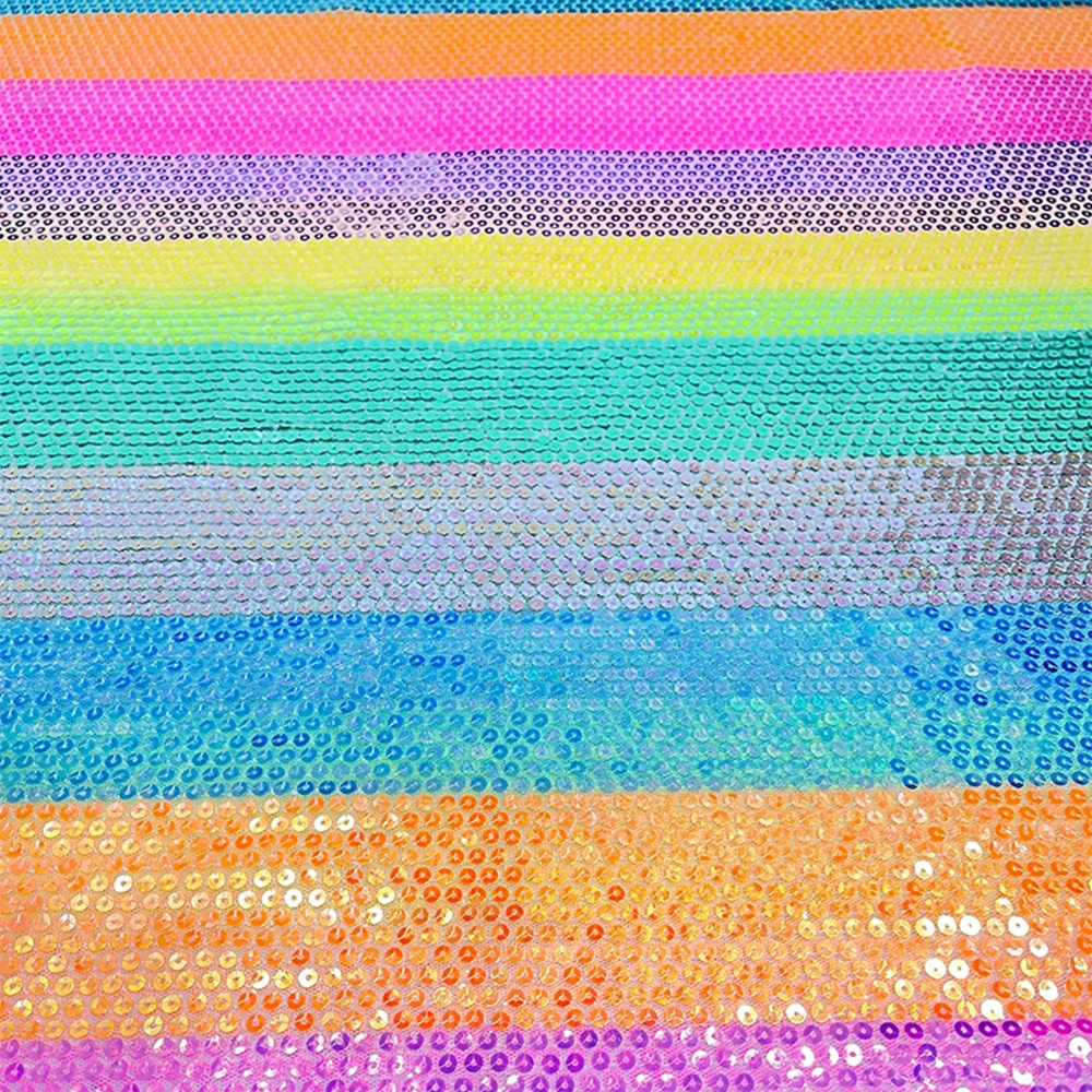 New style multi-color flat  sequins embroidery mesh lace fabric Beautiful Rainbow colors DIY fashion dress decoration X1071