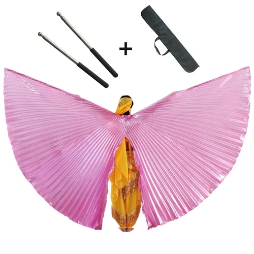 Imagen 2 del producto Danza del vientre Isis para mujeres adultas, accesorio de bollwood, disfraz de alas egipcias de Egipto Oriental con palos, dorado y plateado