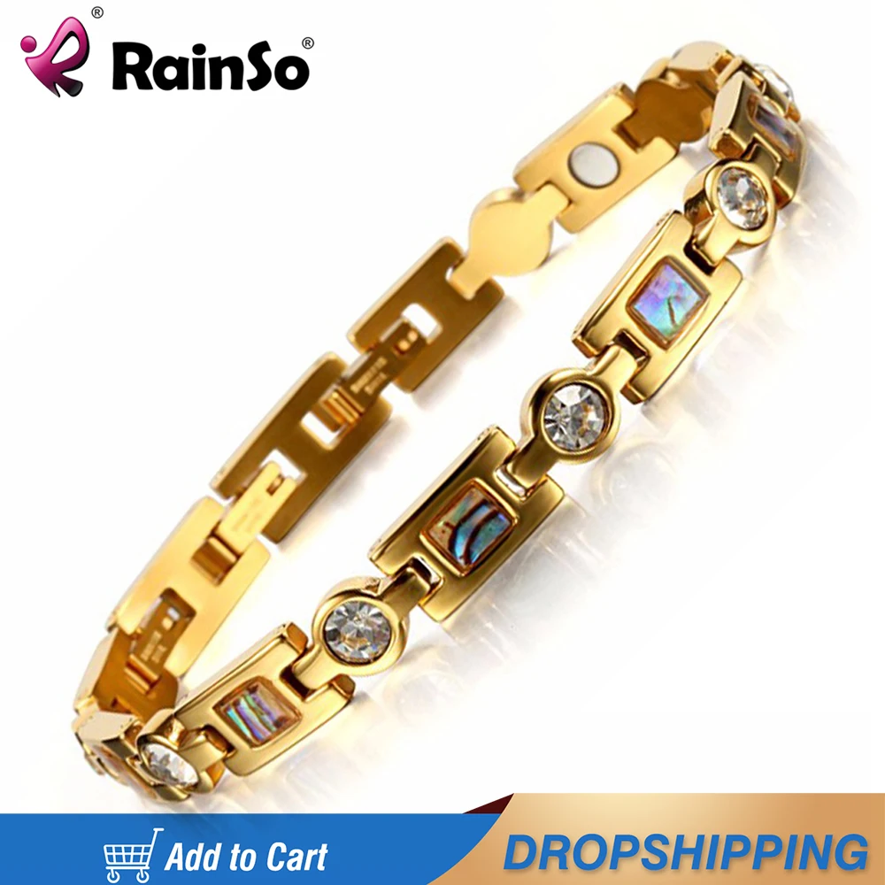 Rainso Bio Energy Healing Bracelet For Women Magnet Smart Buckles Health Care Elements Fashion Gold Color Jewelry