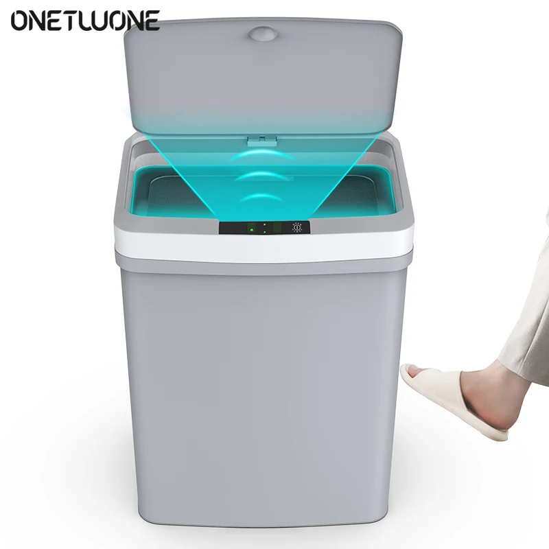 

15L Touchless Smart Trash Can Induction Motion Dustbin Sensor Trash Bin With USB Charging Cable Garbage Bin Kitchen Garbage Can