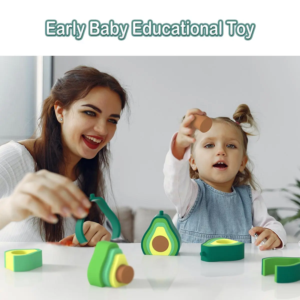 TYRY.HU 1set Avocado Silicone Building Block Teether 3D Early Baby Educational Toy Baby Teething Soft can be Bite BPA Free