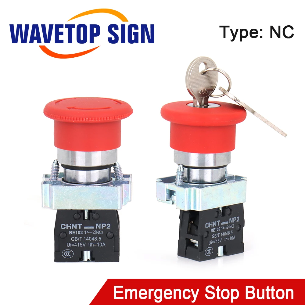 

WaveTopSign Emergency Stop Button NC Rated Current 10A for CO2 Laser Engraving and Cutting Machine