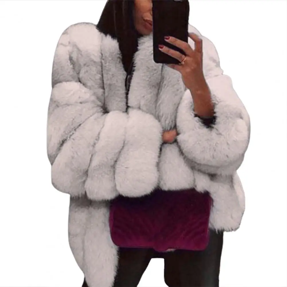 Fashion Women Coat Faux Fur Fuzzy Solid Color All Match Women's Winter Jacket for Outdoor Warm Outwear шуба женская