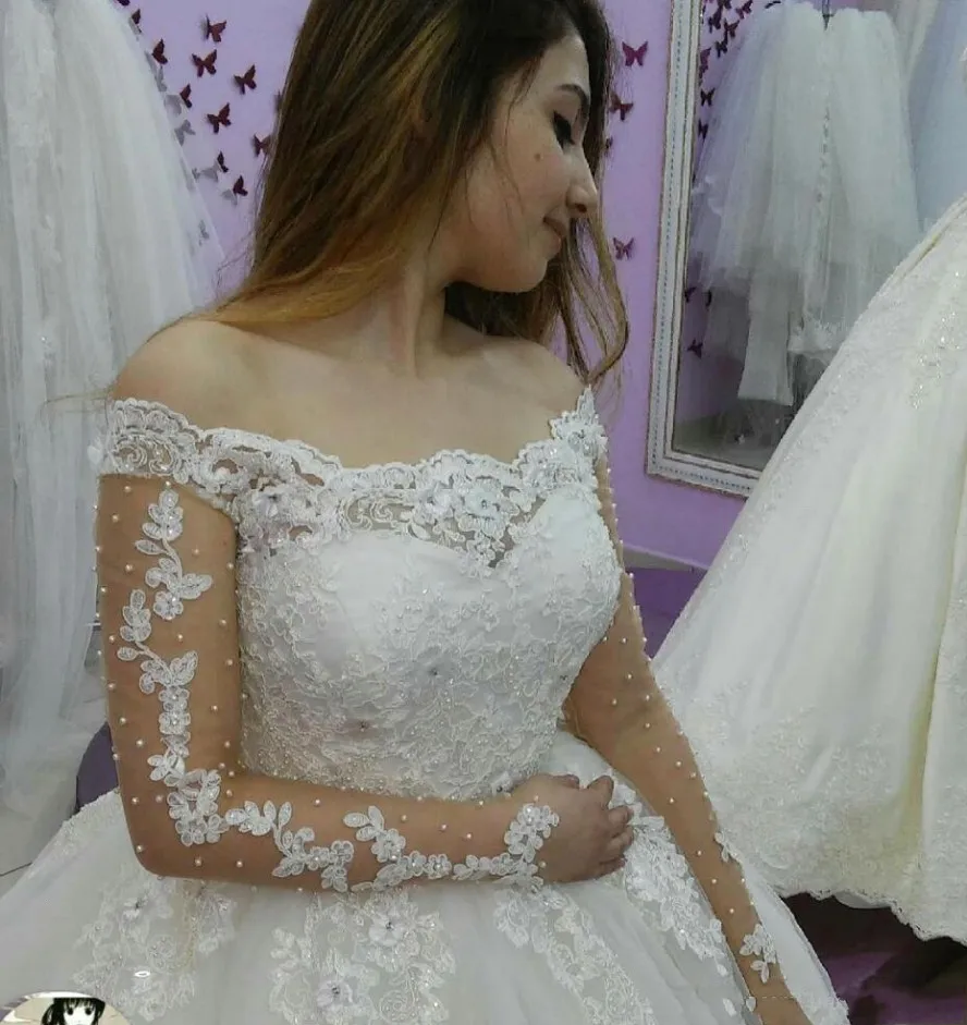 Nuovo abito da sposa arabo principessa Dubai di alta qualità maniche lunghe Appliques di pizzo abito da sposa sposa Plus Size Mariee personalizzato