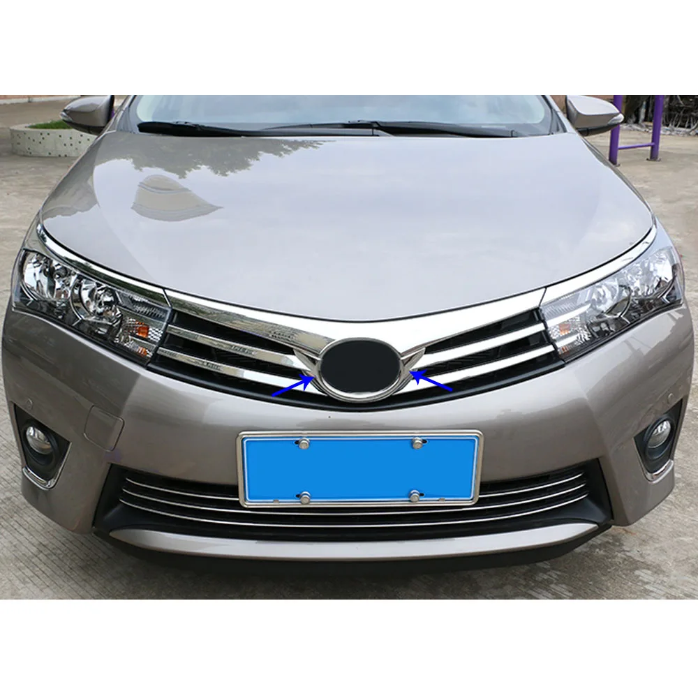 2014 2015 Car Accessories Grille Bumper Car Logo Frame Cover Trim ABS Car Front Mesh Chrome for Toyota Corolla Chromium Styling