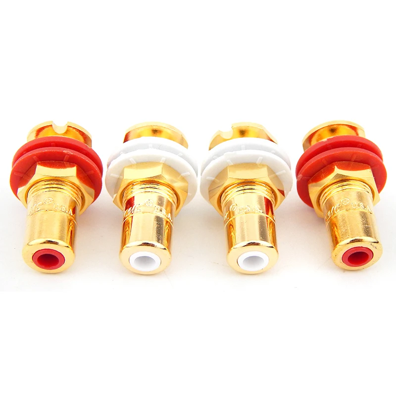 RCA Terminal Plug Connector Binding Post CMC CMC816U HIFI Audio Amplifiers DAC Speaker Gold-plated Copper Horn RCA JACK socket