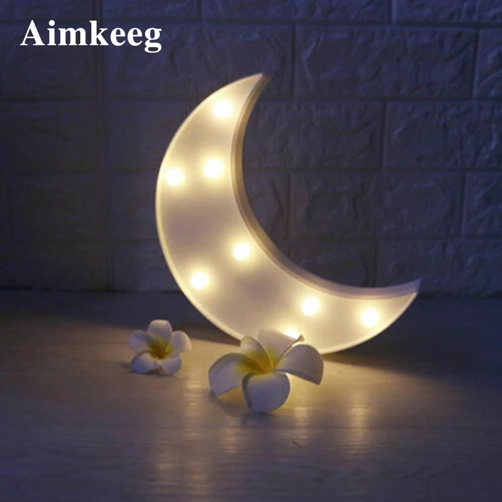 LED night light cute 3D moon-shaped lamp desk children's room interior decoration lamp neon romantic gift creative wall hanging