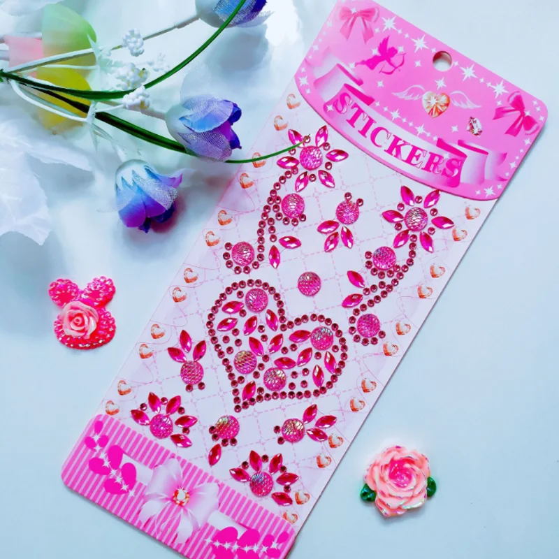 

1pc Acrylic Diamond Sticker Love Resin Jewel Pearl Sticker DIY Scrapbooking Mobile Phone Decor Nail Stick Label Child Stationery