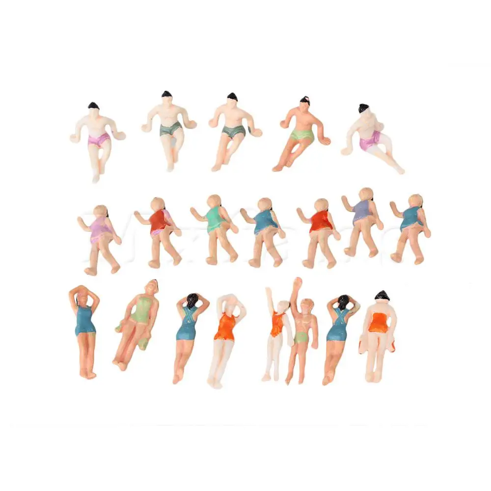 

Mxfans 20pcs Multicolor ABS Plastic 1:75 Beach Swimming People Figures