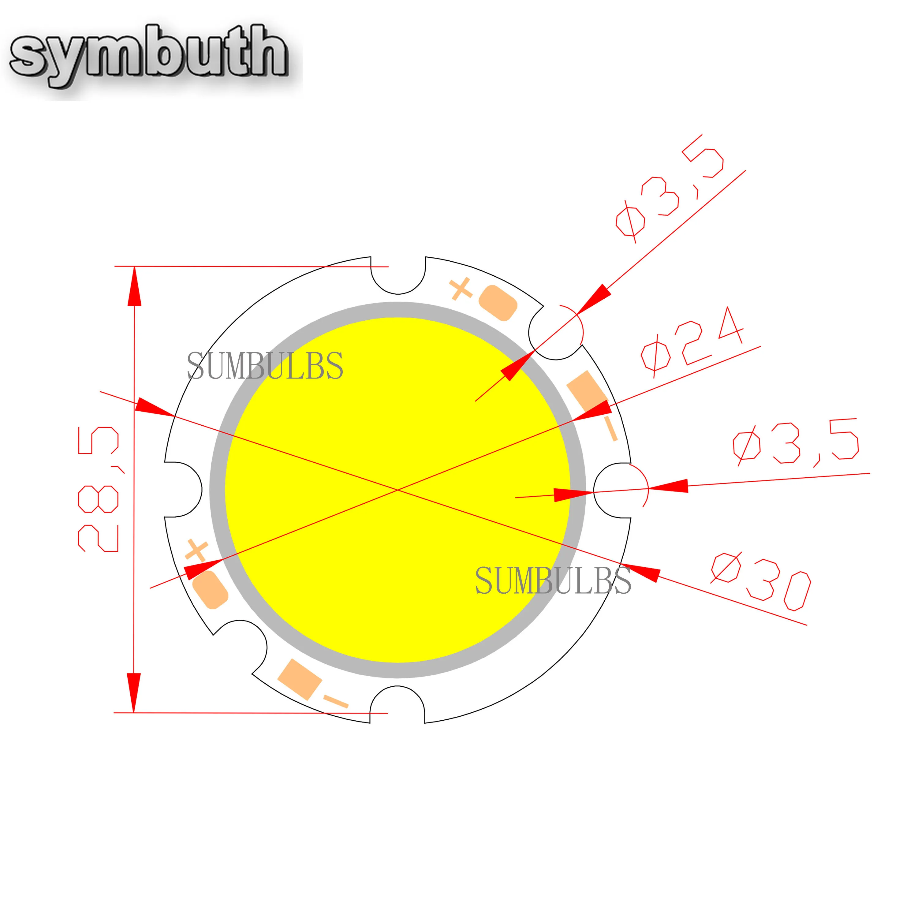 2PCS/Lot 30mm Round LED COB Chip for Indoor Light 3W 6V 500mA Warm Shite 3000K Ra80 for Restaurant Desk Lamp DIY Spotlight