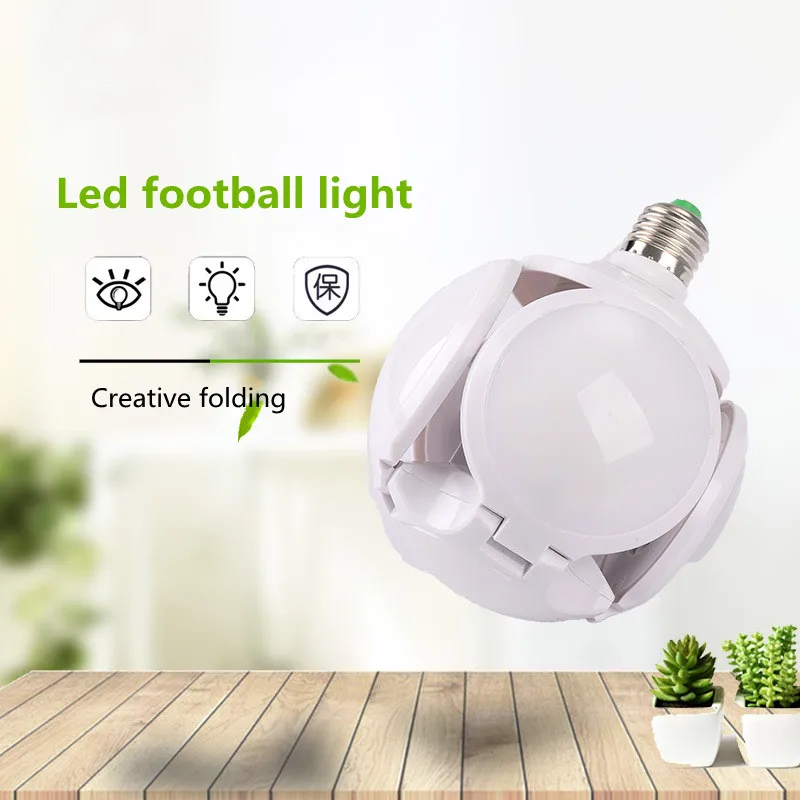 

Super Bright E27 LED Football Lamp 220V 40W Deformable Fan Light No Strobe Folding Bulb For Home Warehouse Garage