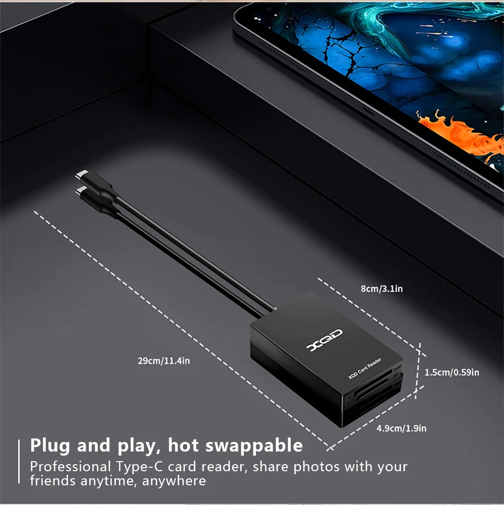 UTHAI Q02 Rocketek Multifunktions-Typ-C-zu-XQD-Kartenleser USB 3.0-Kartenleser M/G-Speicherkarte unterstützt Geschwindigkeiten bis zu 5 Gbit/s – Detail 7