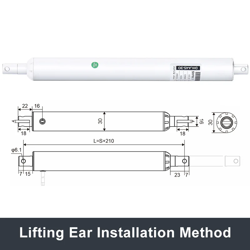 Linear Actuator 200mm 600mm DC24v Electirc Push Rod Micro Motor Door Remote Control Brush Reciprocating Column Trunk Lifting TV