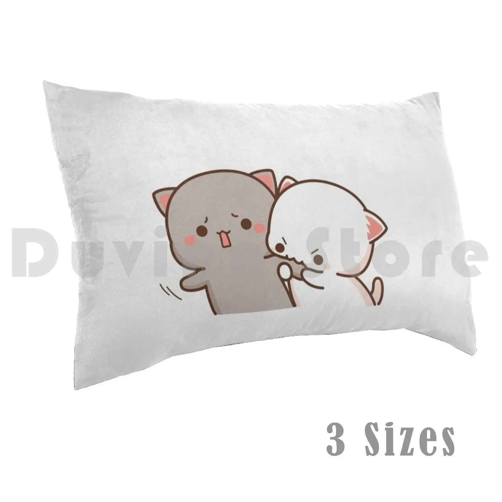 Peach And Goma Mochi Cat Bite Pillow Case Printed 35x50 Peach Cat Goma Mochi Cat Kitty Cute Romantic Kawaii