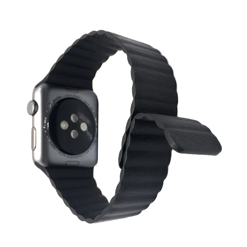 Imagem -05 - para Apple Ver Mais Novo Pulseira de Relógio 40 44 mm Couro Duplo Fecho Magnético Pulseiras para Apple Série Pulseira 42 mm