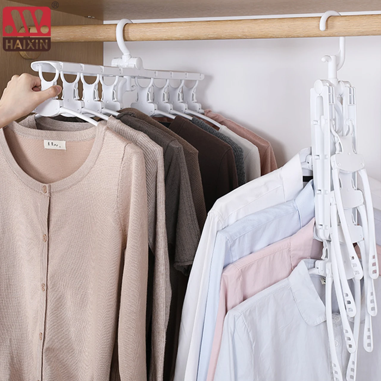 

HAIXIN Clothes Hanger Multi-port Support Circle Clothes Drying Racks 8 Hole Rotating Multifunction Plastic Scarf Storage Rack